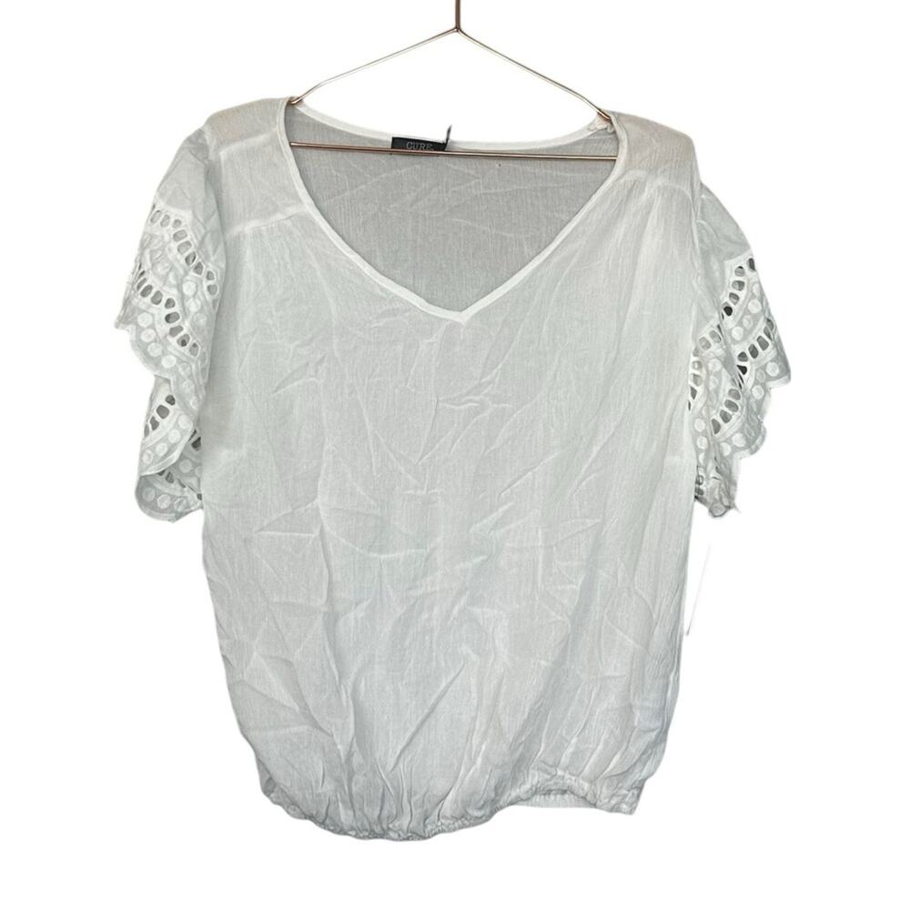 Cure white eyelet sleeve blouse size medium new with tag